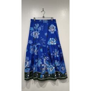 Maude Vivante Midi Skirt Women’s Size Medium Sapphire Florals Ada Blue Tropical